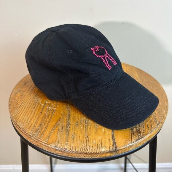 Smathers & Branson Cap Black Pink The‎ Smooth Peach  Needlepoint Adjustable Hat - Picture 1 of 4